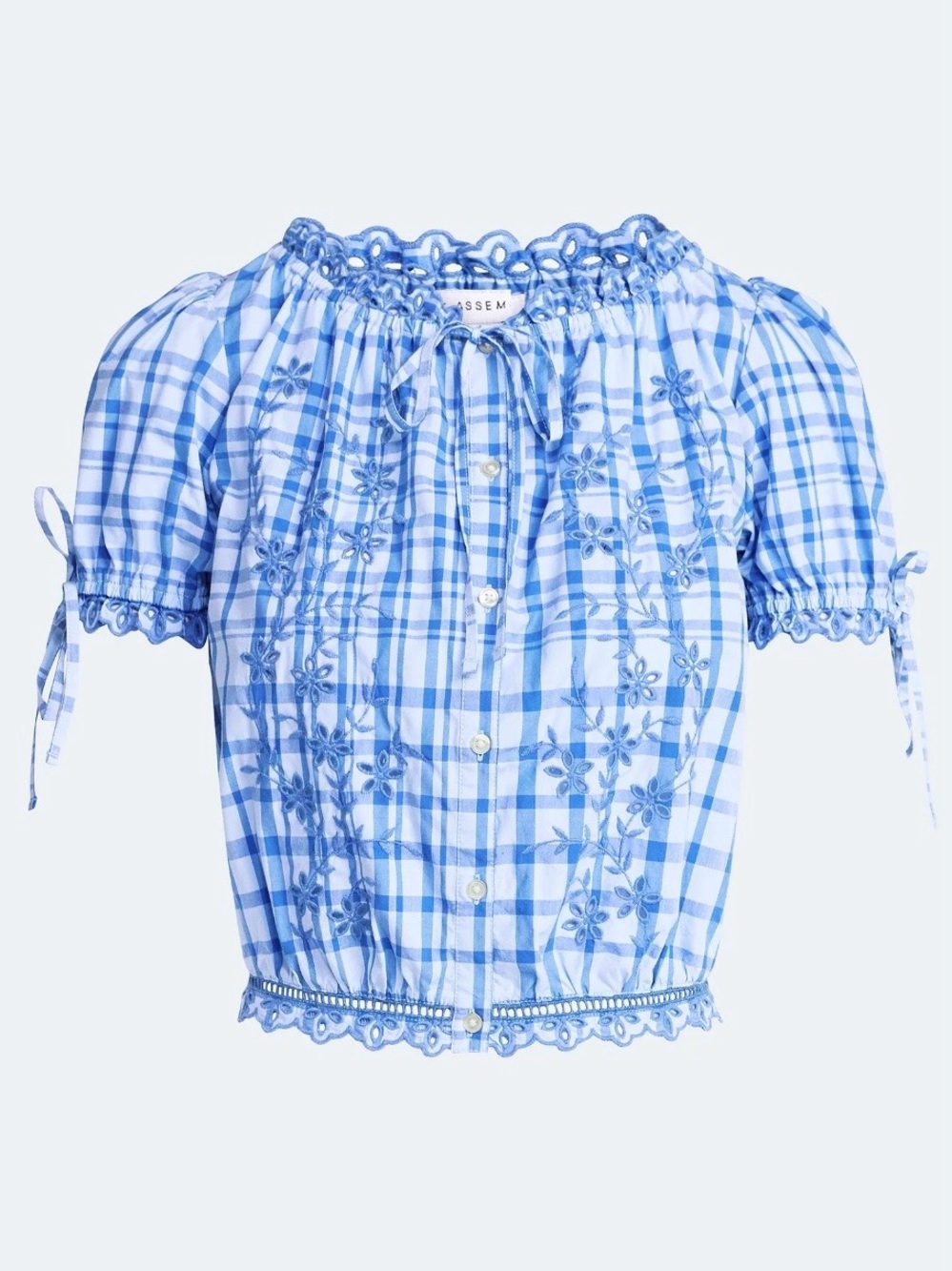 Free Assembly Embroidered Cropped Top Medium